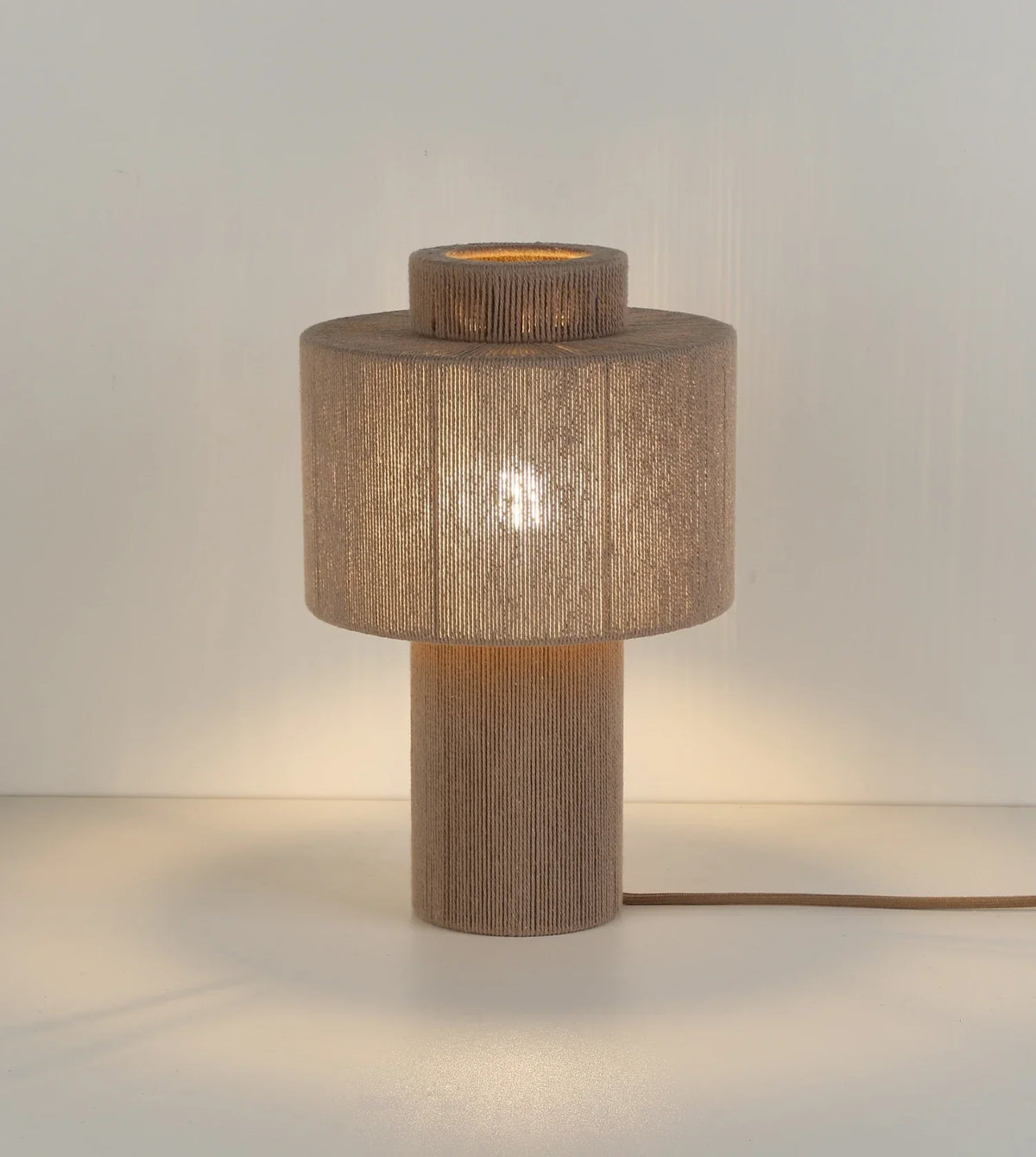 Rhoswen | Sculptural Cotton Table Lamp with Tiered Shade