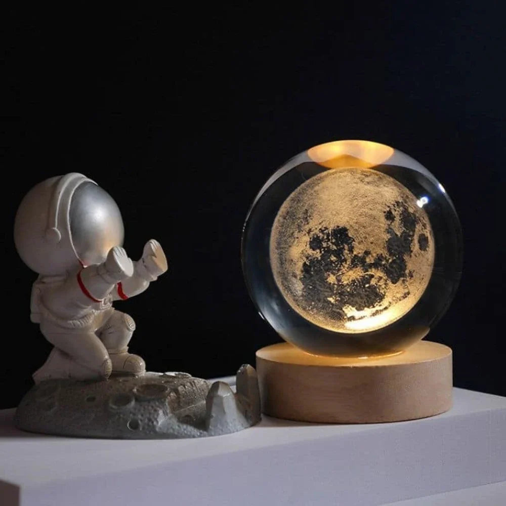 Galaxion | 3D Crystal Ball Table Lamp with Wood Base