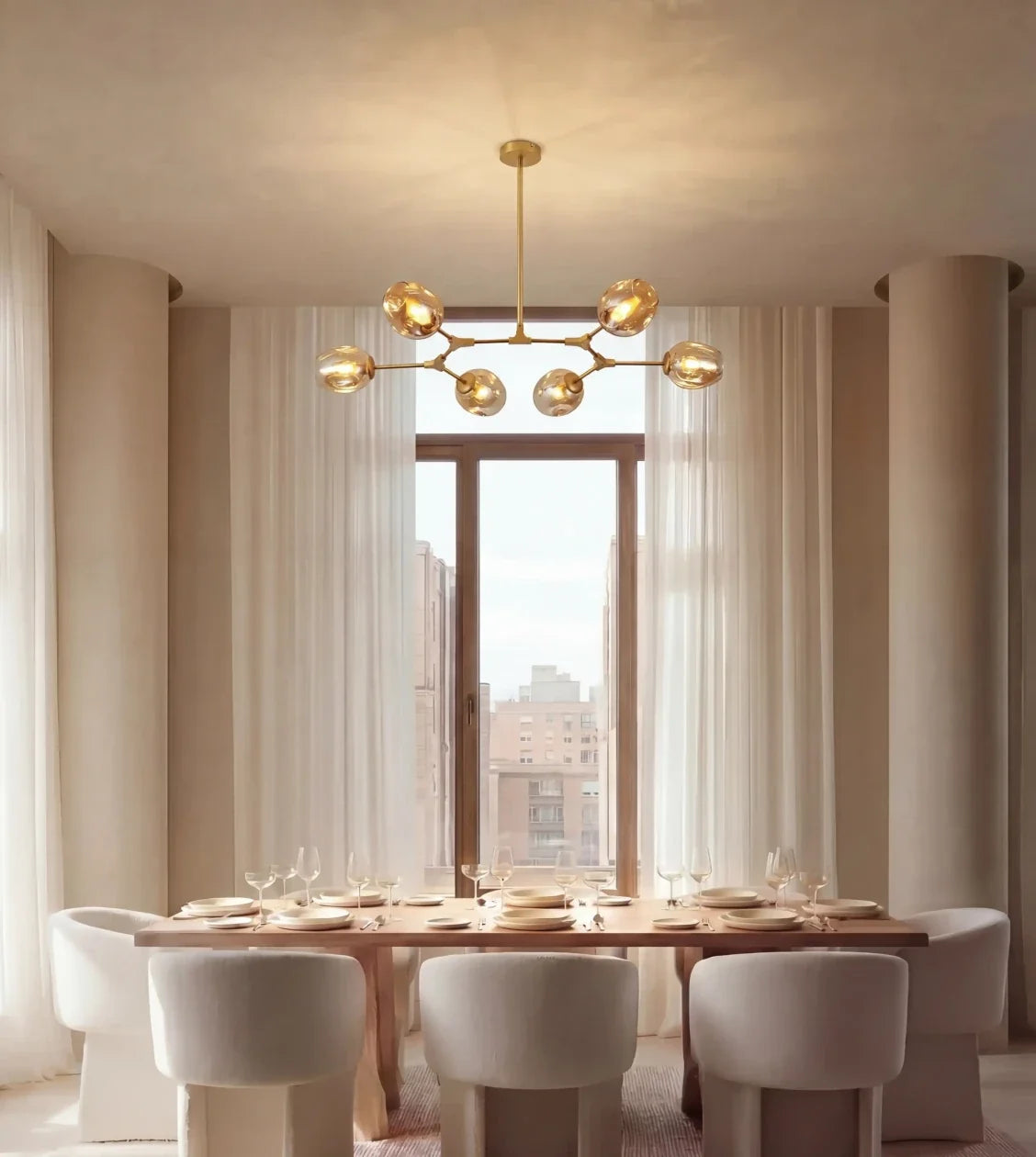 Prismara | Six-Light Ceiling Pendant with Smoked Glass Shades