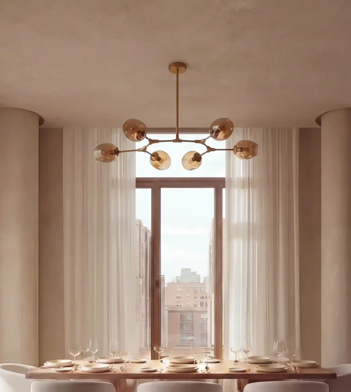 Prismara | Six-Light Ceiling Pendant with Smoked Glass Shades
