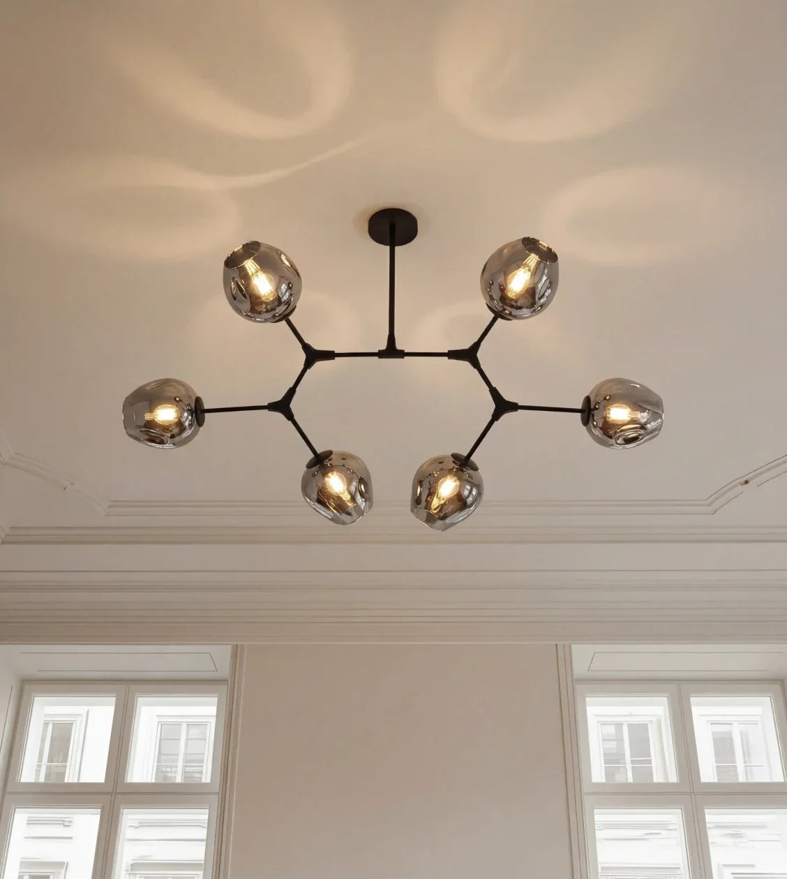 Prismara | Six-Light Ceiling Pendant with Smoked Glass Shades