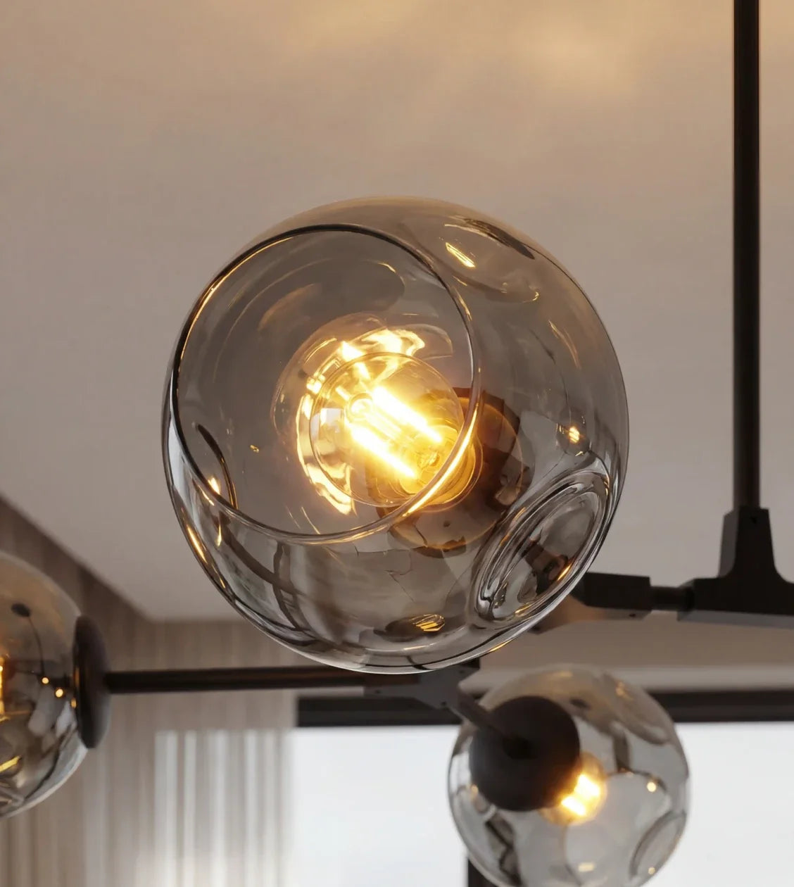 Prismara | Six-Light Ceiling Pendant with Smoked Glass Shades