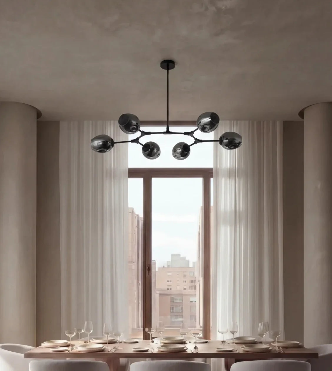 Prismara | Six-Light Ceiling Pendant with Smoked Glass Shades
