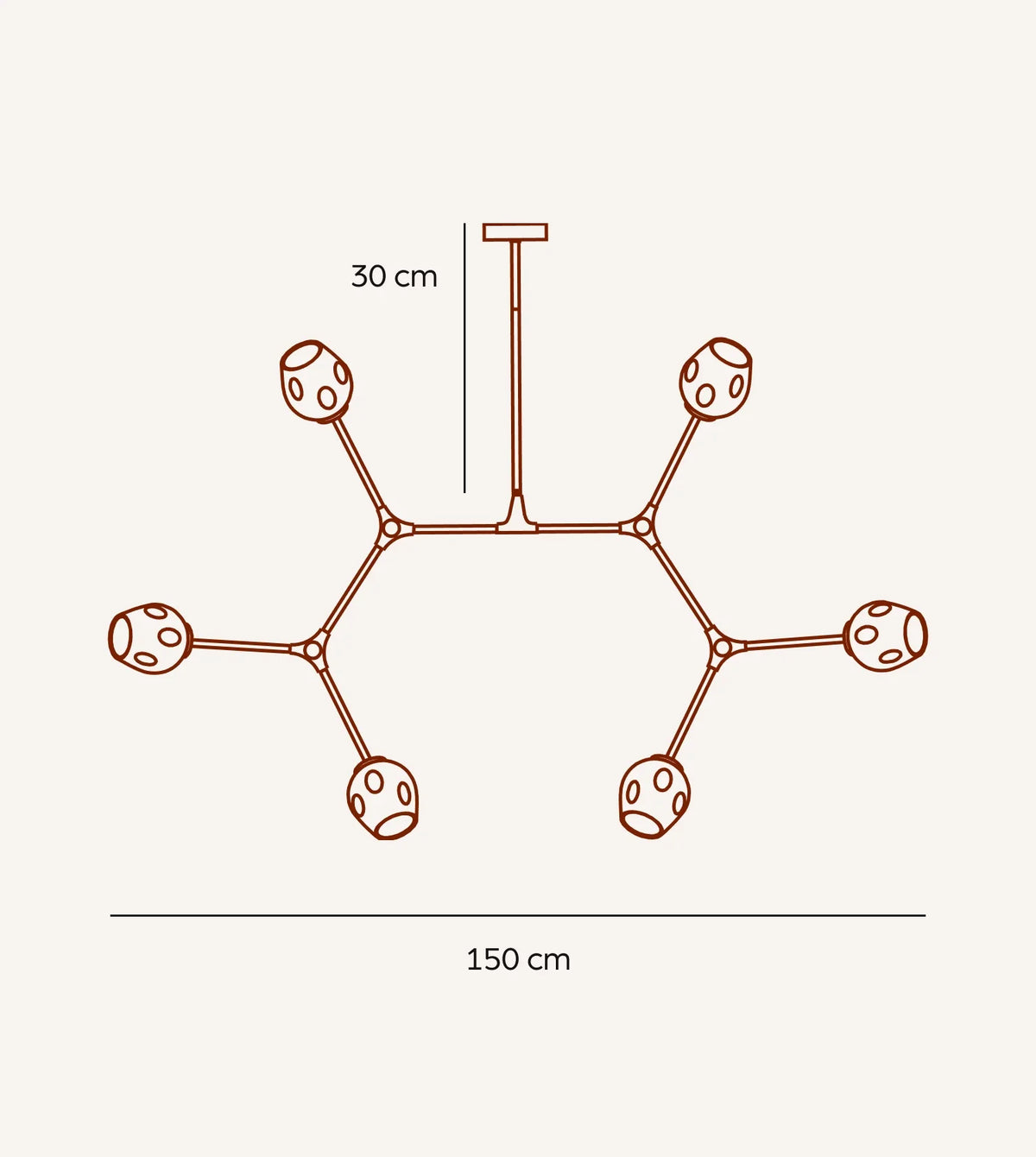 Prismara | Six-Light Ceiling Pendant with Smoked Glass Shades