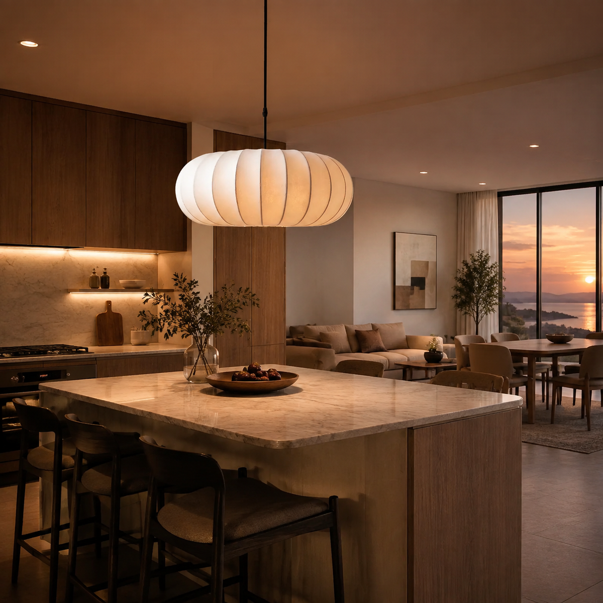 Elandra | Silk Pendant Light with Adjustable Height