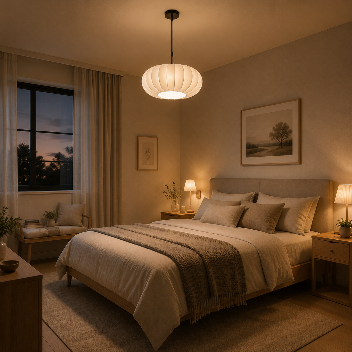 Elandra | Silk Pendant Light with Adjustable Height