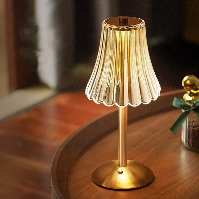 Zinovia | Rechargeable Crystal Table Lamp with Gold Finish