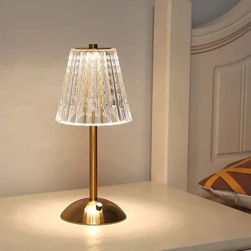 Zinovia | Rechargeable Crystal Table Lamp with Gold Finish