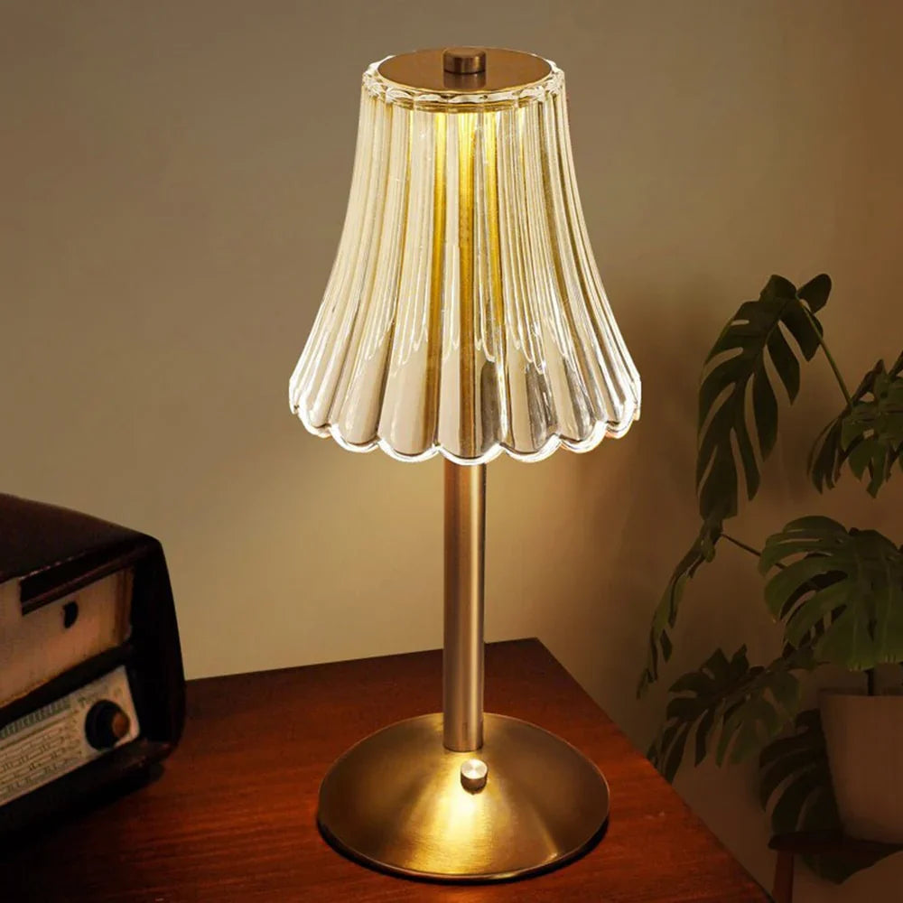Zinovia | Rechargeable Crystal Table Lamp with Gold Finish
