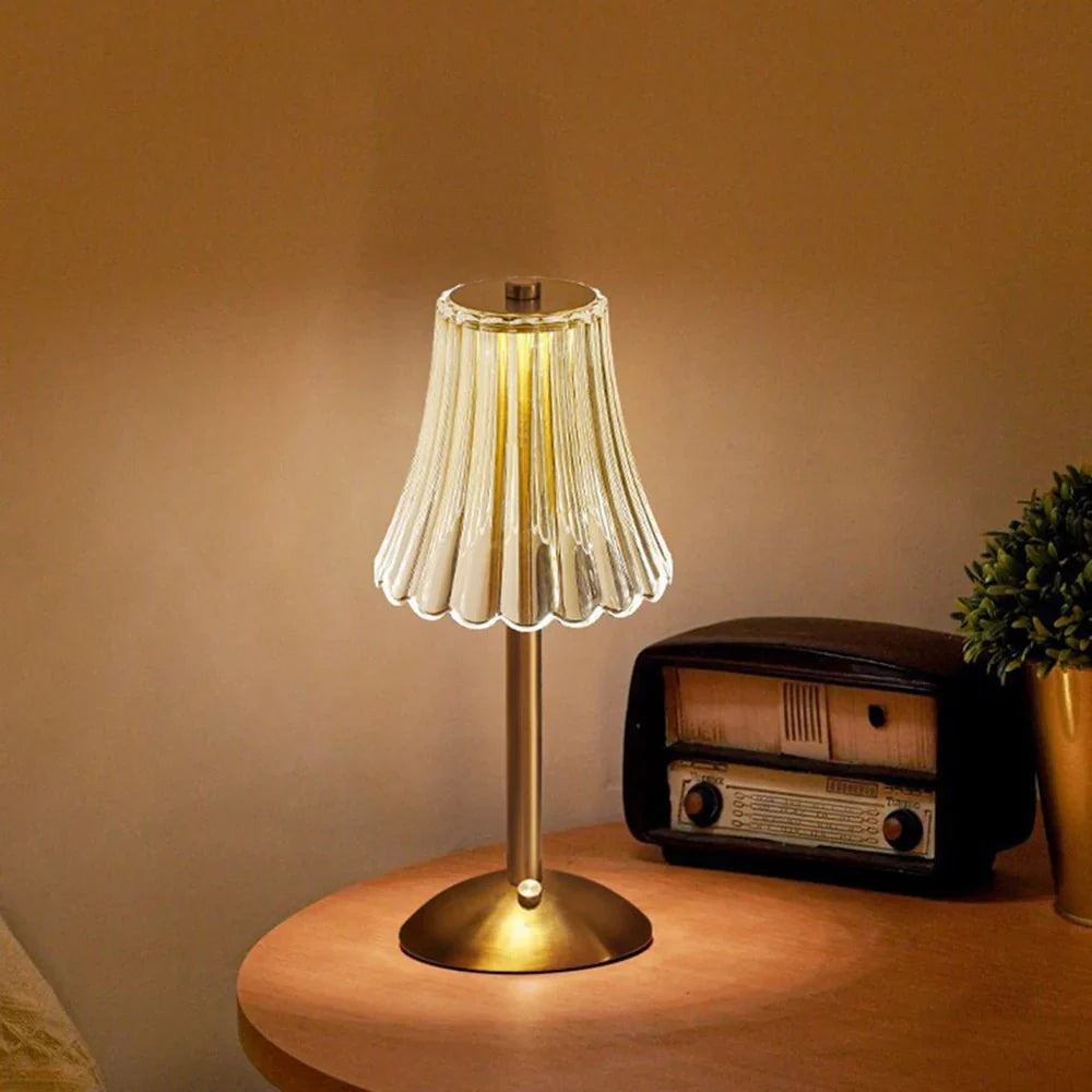 Zinovia | Rechargeable Crystal Table Lamp with Gold Finish