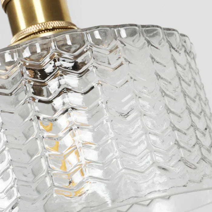 Yael | Ribbed Glass Pendant Light with Brass Fitting