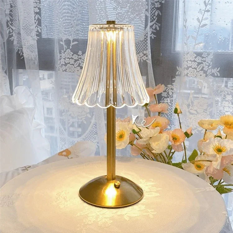 Zinovia | Rechargeable Crystal Table Lamp with Gold Finish