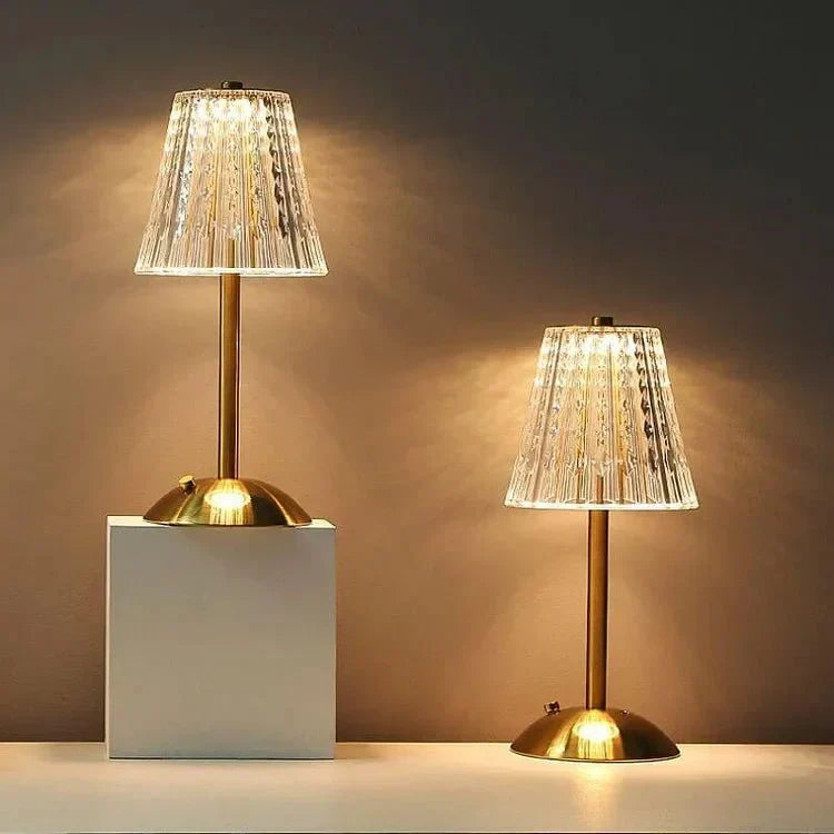 Zinovia | Rechargeable Crystal Table Lamp with Gold Finish