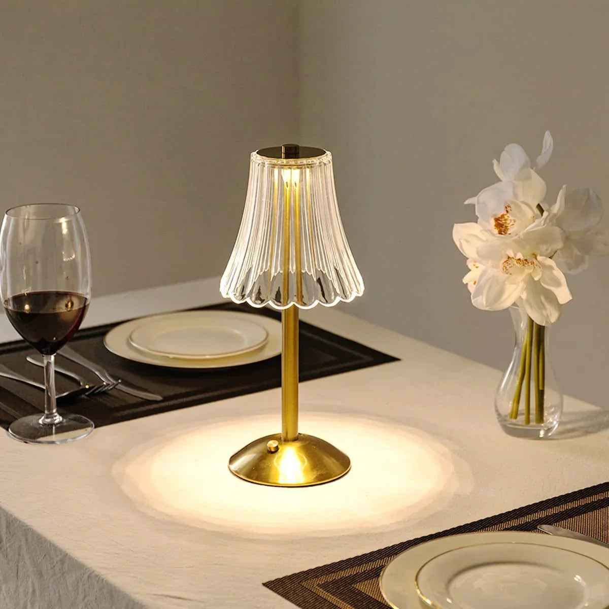 Zinovia | Rechargeable Crystal Table Lamp with Gold Finish