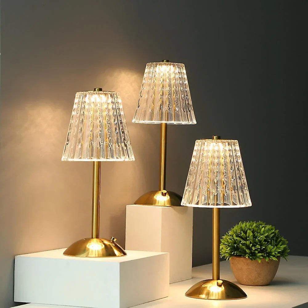 Zinovia | Rechargeable Crystal Table Lamp with Gold Finish