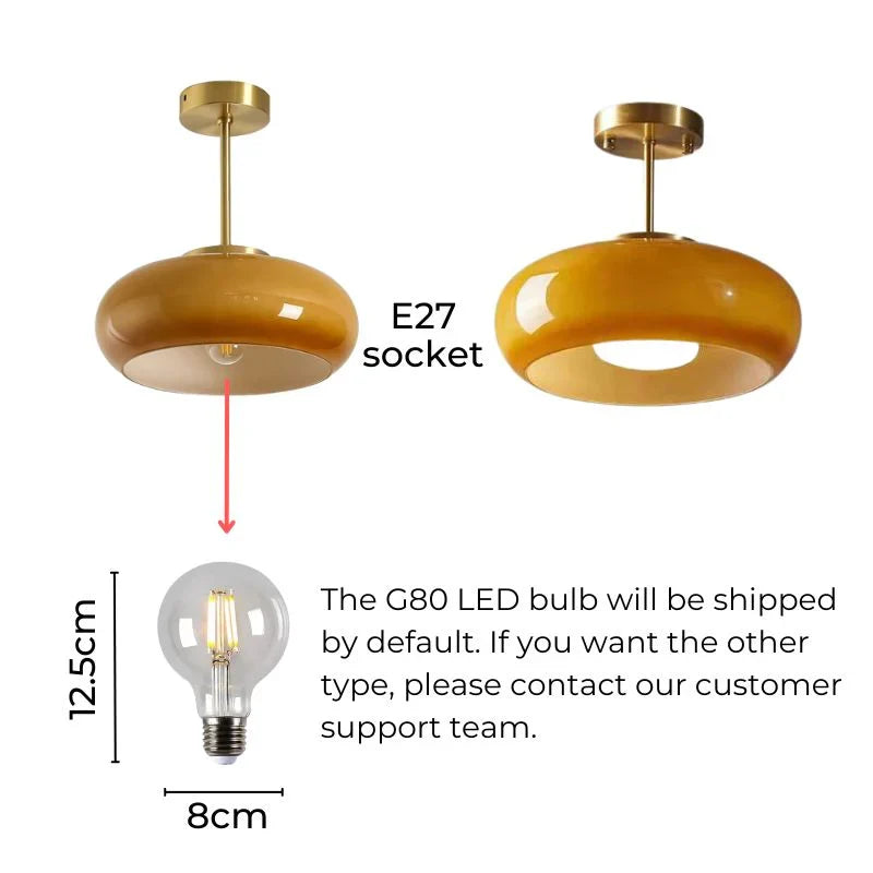 Ambrose | Vintage Semi-Flush Ceiling Light with Glass Dome Shade