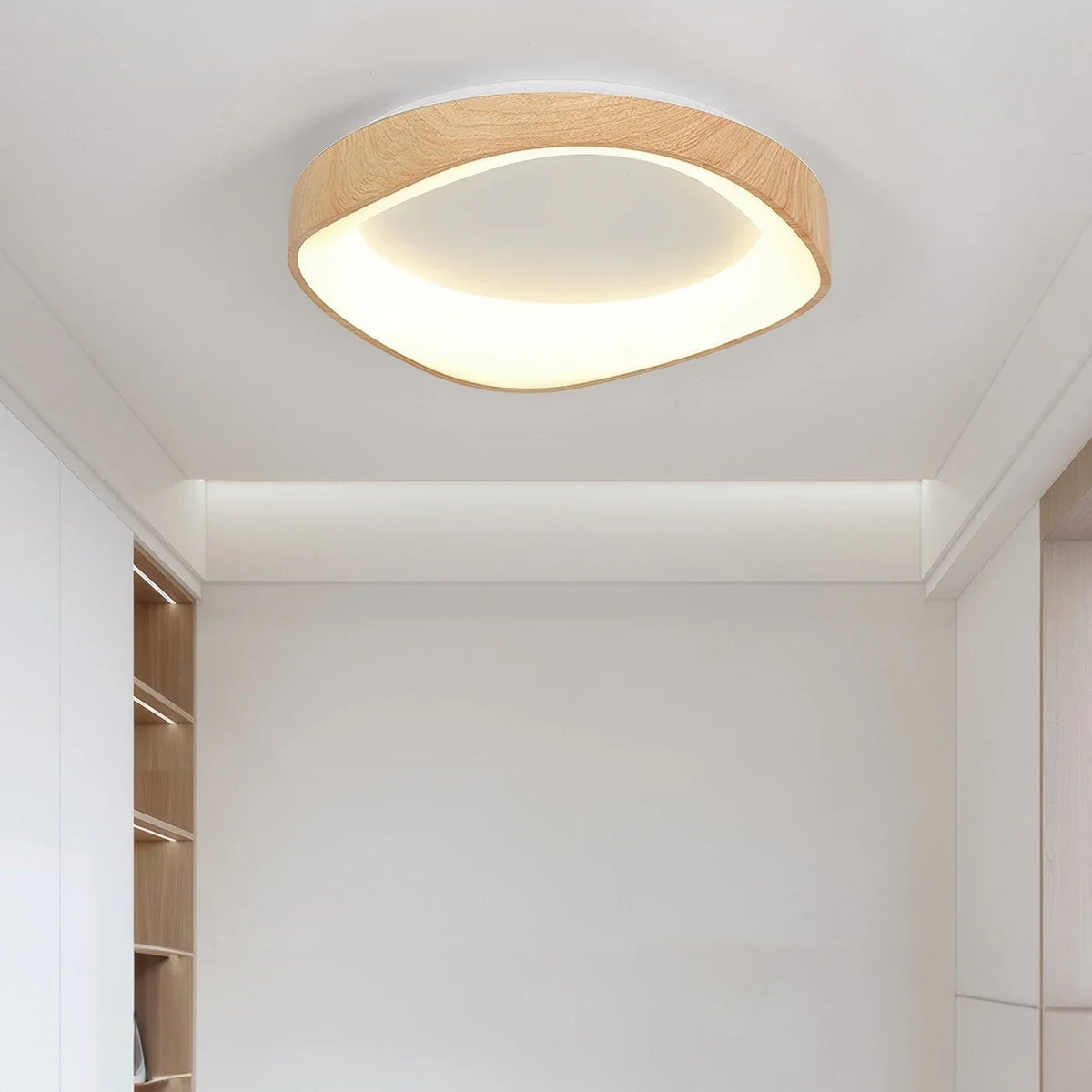 Foxwell | Scandinavian Flush Mount Ceiling Light with Wood Finish