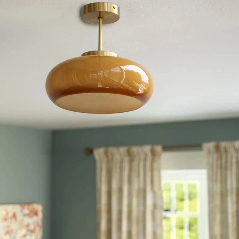Ambrose | Vintage Semi-Flush Ceiling Light with Glass Dome Shade
