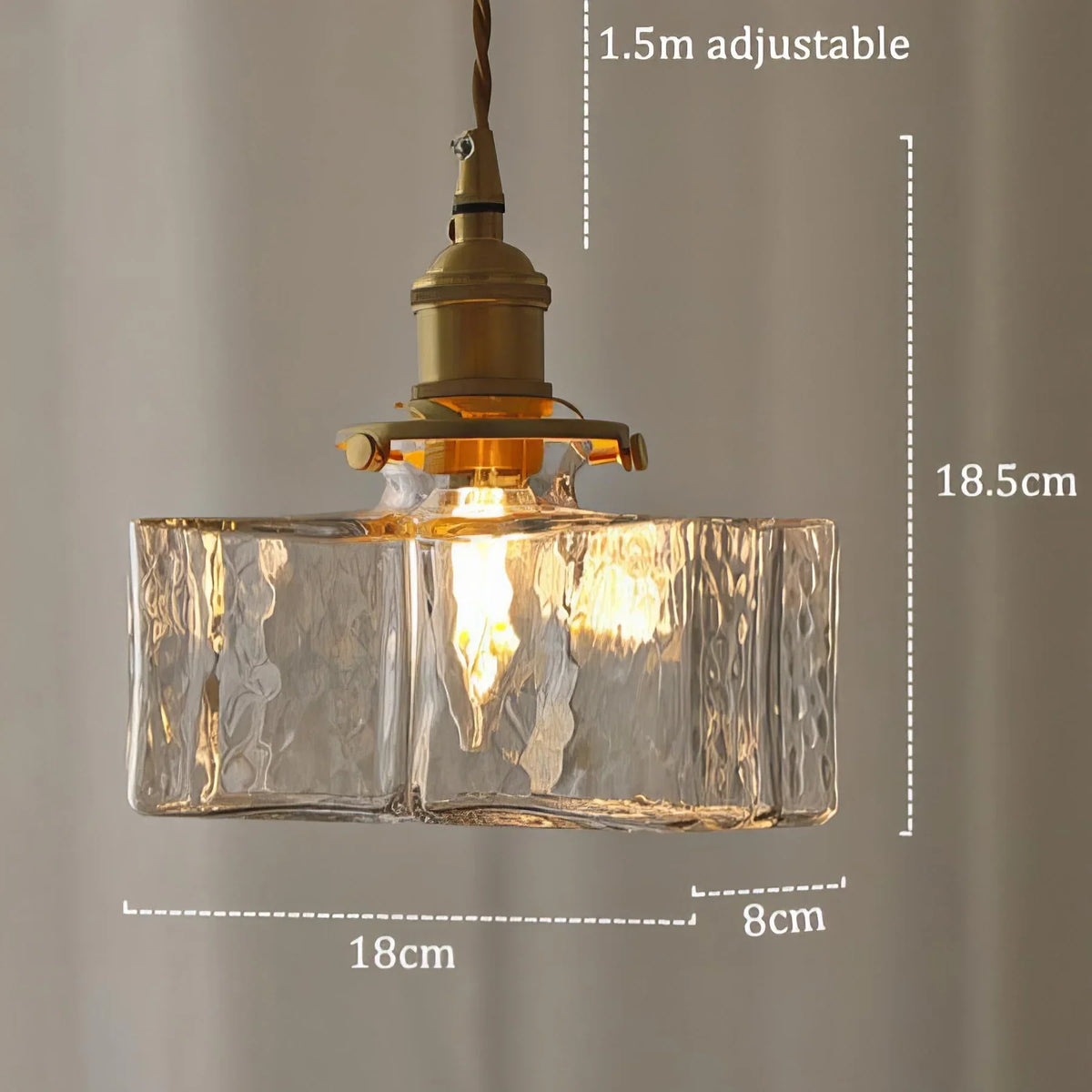 Gray | Textured Glass Pendant Light with Brass Finish