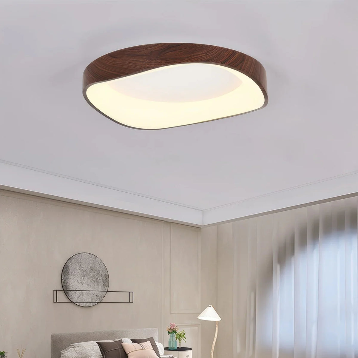Foxwell | Scandinavian Flush Mount Ceiling Light with Wood Finish
