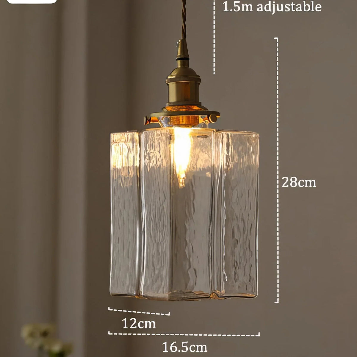 Gray | Textured Glass Pendant Light with Brass Finish