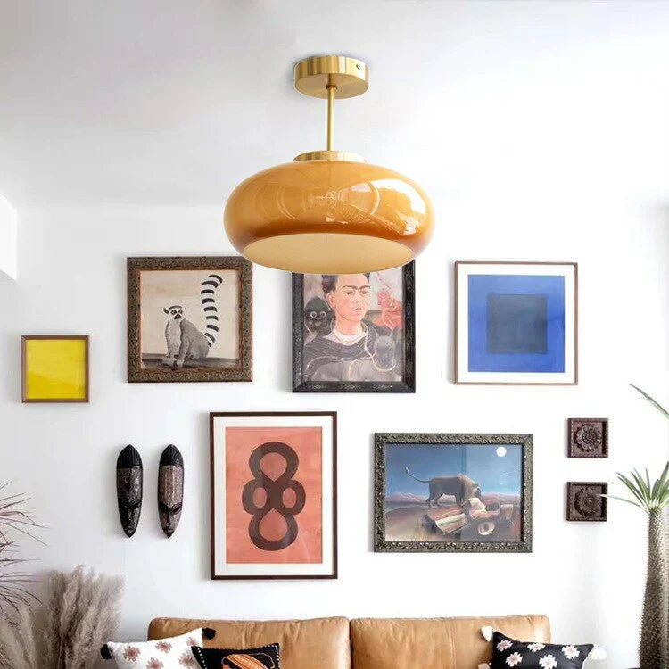 Ambrose | Vintage Semi-Flush Ceiling Light with Glass Dome Shade